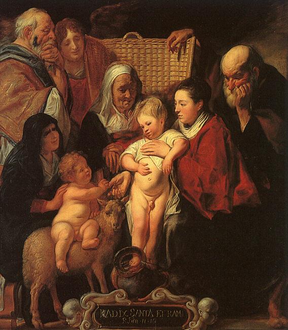 Jacob Jordaens The Holy Family with St.Anne, the Young Baptist and his Parents oil painting picture